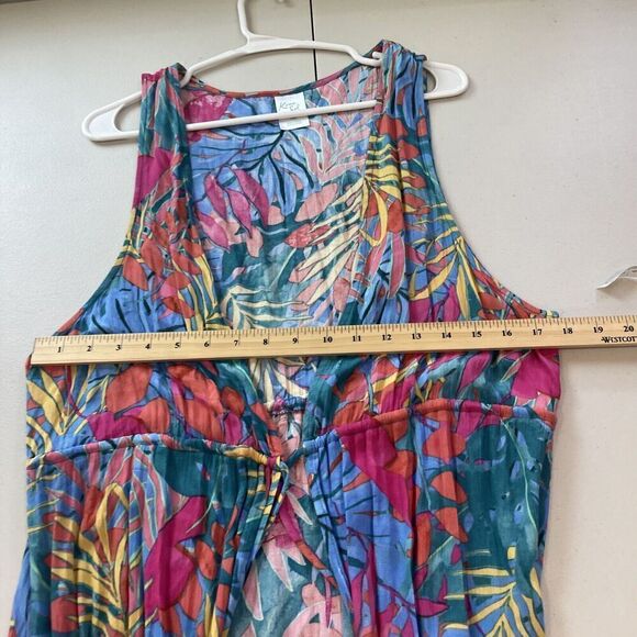 Kona Sol Cover Up Duster Womens Size Med Sleeveless Tie-Front Multicolor Tropic - Picture 7 of 10